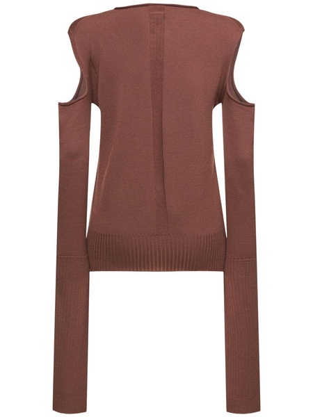 Long sleeve wool knit top w/cutouts