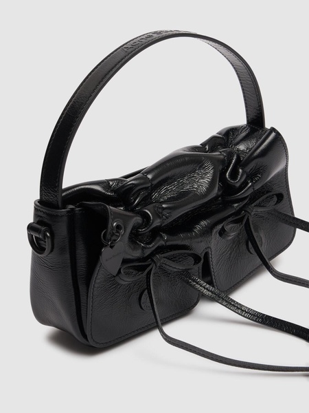 Micro Multipocket leather top handle bag