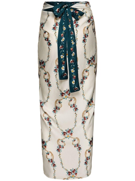 Lavanda floral print maxi sarong skirt