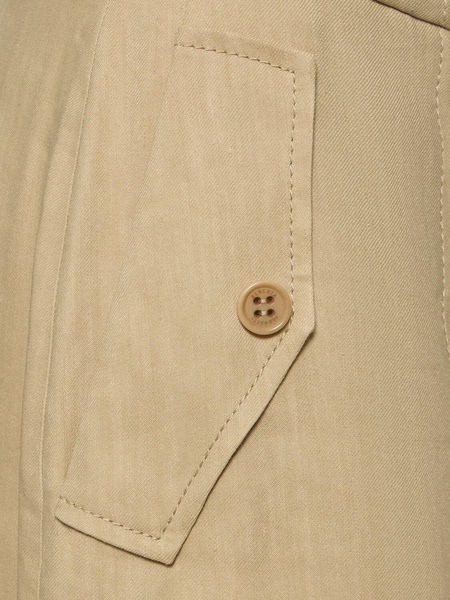 Stretch linen blend midi skirt