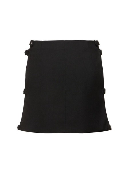 Cut-out wool mini skirt