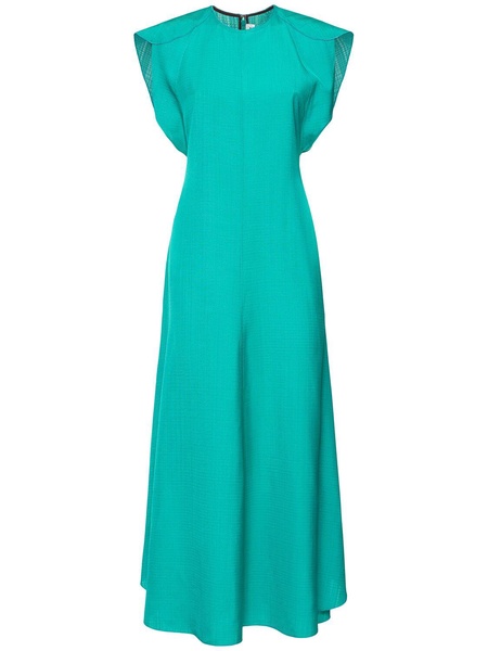 Folded cap sleeve viscose midi dress