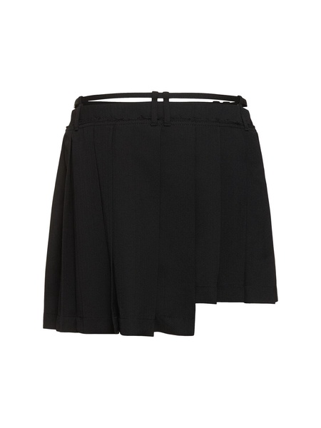 Ipleat wool blend suiting mini skirt
