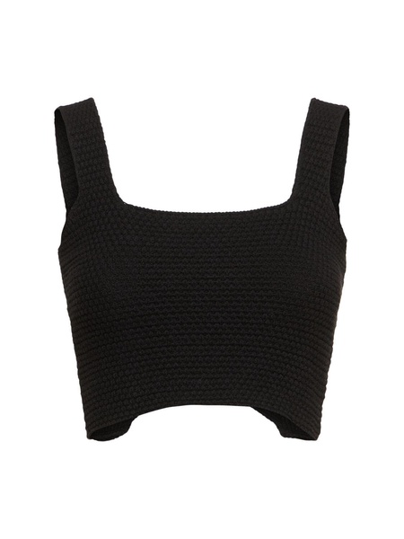 Chunky knit cotton blend cropped top