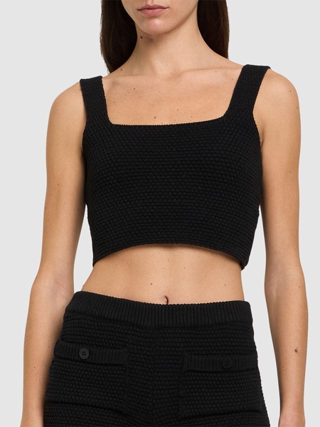 Chunky knit cotton blend cropped top