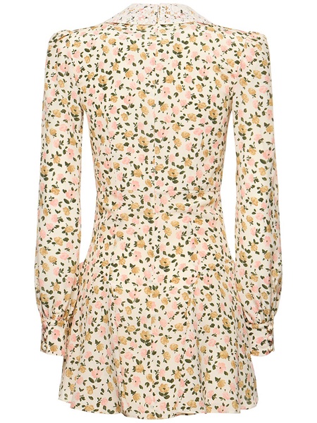 Printed silk long sleeve mini dress