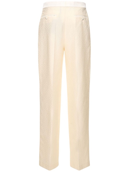 Printed jacquard high rise wide pants
