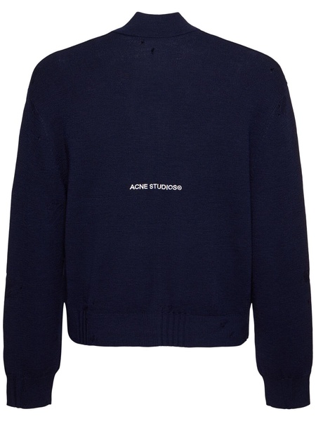 Logo vintage wool blend zip sweater