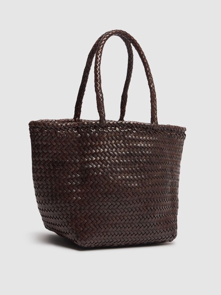 Grace Small woven leather basket bag