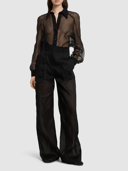 Sheer cotton organza wide pants