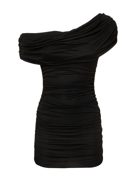 Draped jersey sablé dress