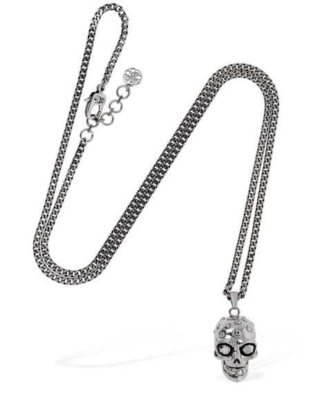 Jeweled Skull brass necklace
