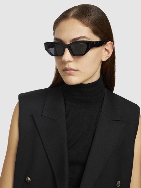 Cat-eye bio-acetate sunglasses w/ chain
