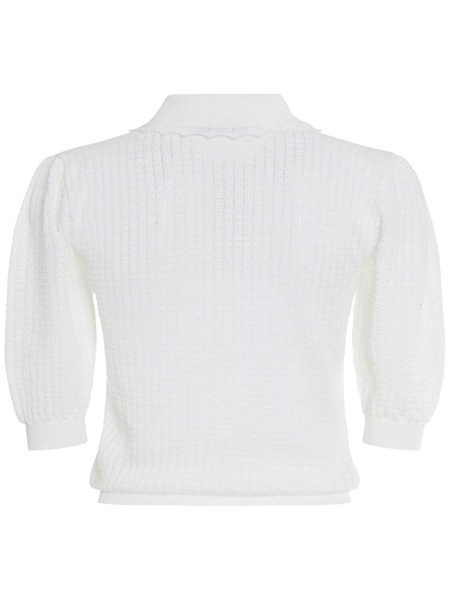 Embroidered wool knit top