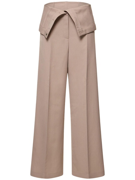 Wool blend crepe wide pants
