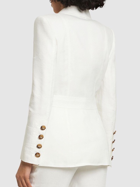 Linen blend double breast blazer