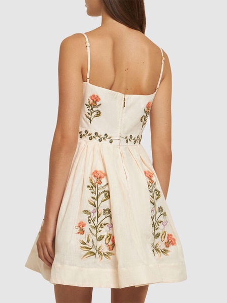 Sapucai flowers linen mini dress