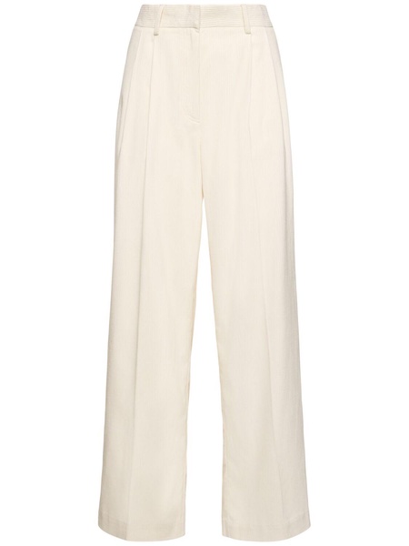 Silk & cotton corduroy wide pants