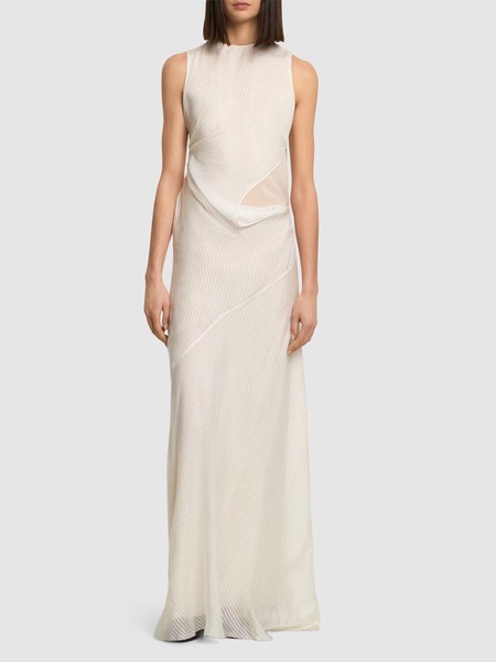 Leah asymmetric satin long dress
