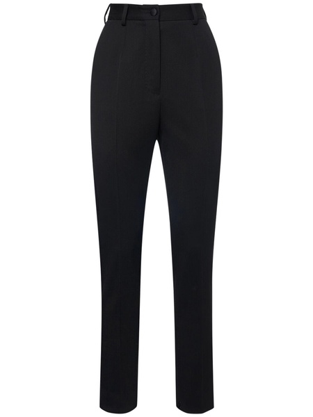 Wool gabardine cigarette tuxedo pants