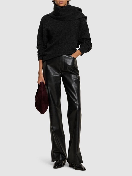 Roy leather blend straight pants