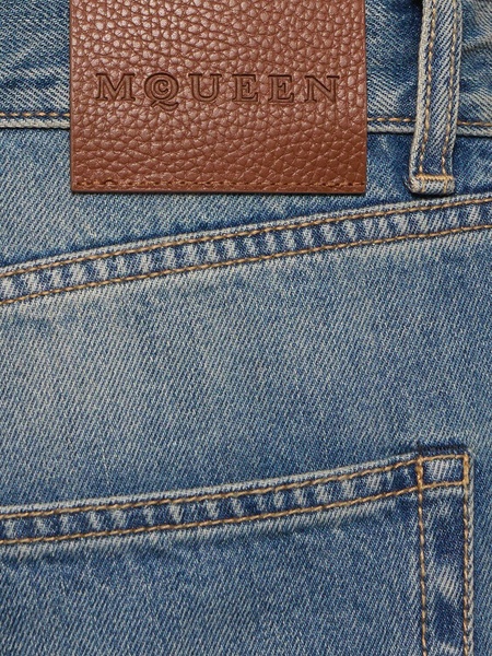 Cotton denim straight jeans