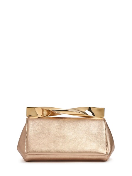 Mini Twist washed leather clutch
