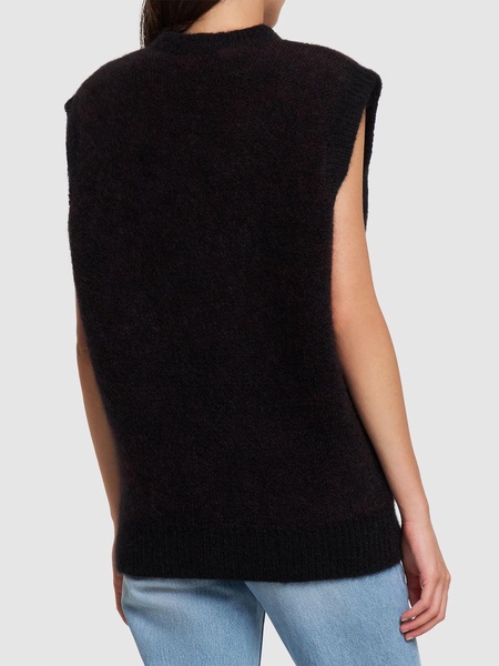 Wool knit vest w/ bear and crystals