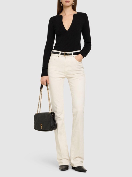 Stretch denim flared jeans