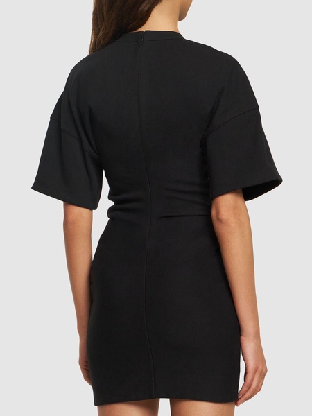 Drop shoulder cotton blend mini dress