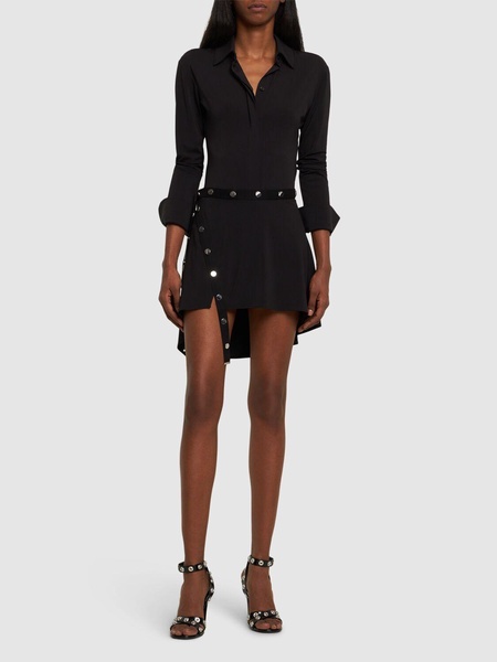 Stretch jersey asymmetric mini skirt