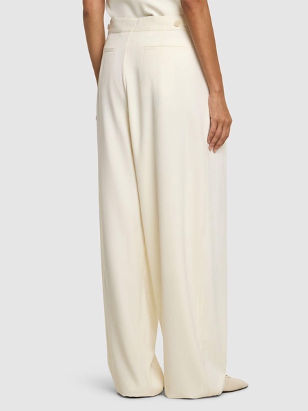 Adjustable pleated wool pants