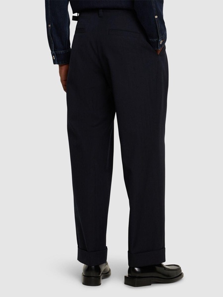 Pleated wool blend pants