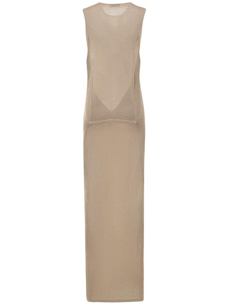 Recycled mesh tuck back maxi dress