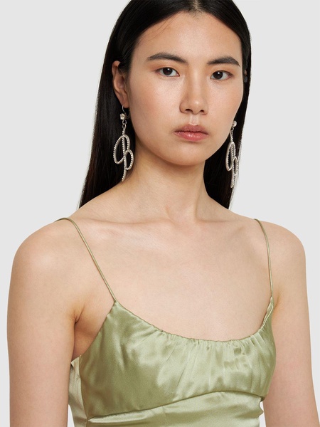 Crystal B logo drop earrings