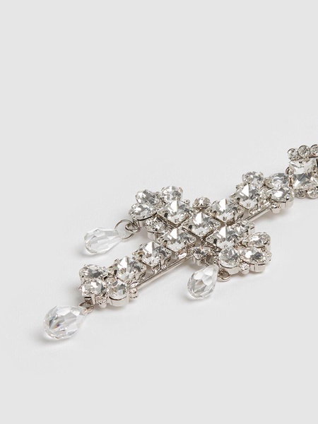 Crystal cross earrings w/ drops