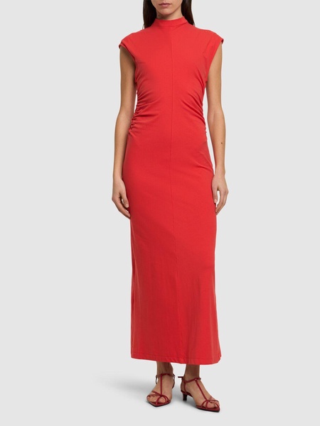 Draped jersey midi dress