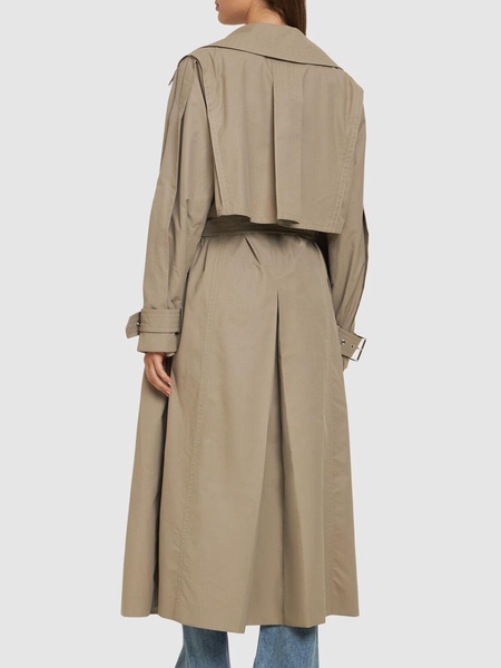 Belted cotton blend gabardine trench