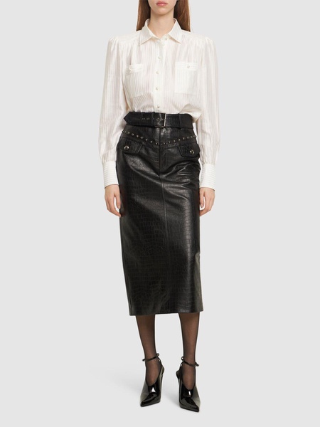 Silk jacquard shirt w/pockets