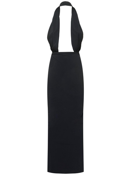 Pierced Orbit long lycra halter dress