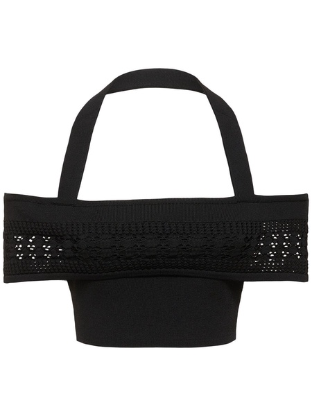 Stretch viscose knit top w/ mesh details