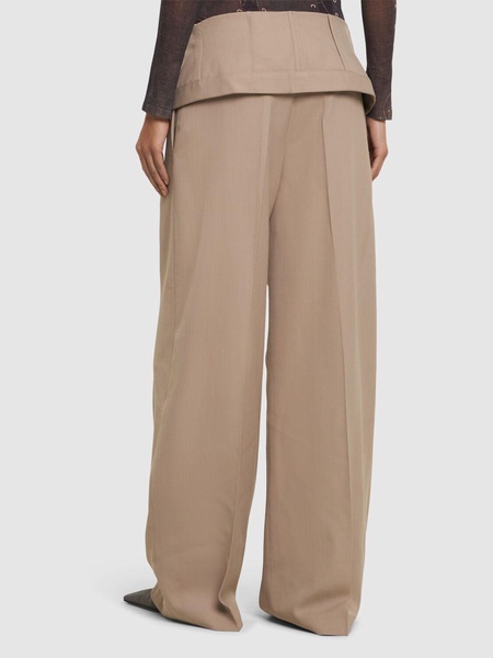 Wool blend crepe wide pants