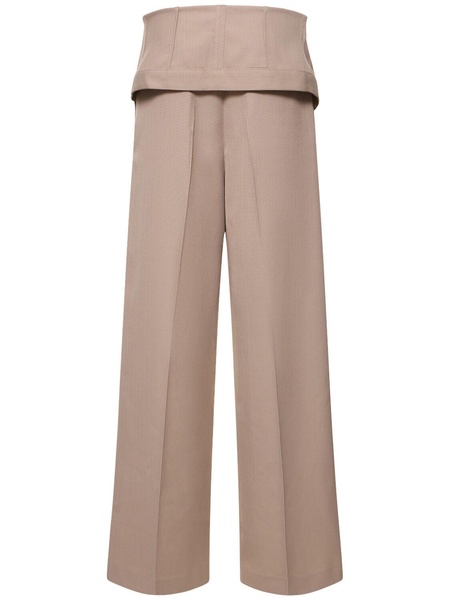 Wool blend crepe wide pants