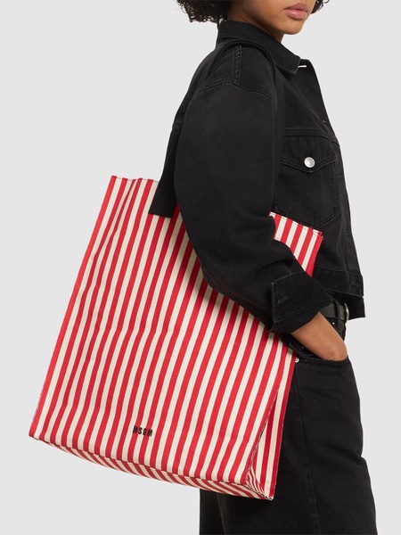 Striped canvas shopping bag