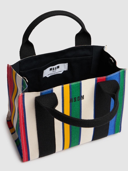 Small striped canvas shopping bag