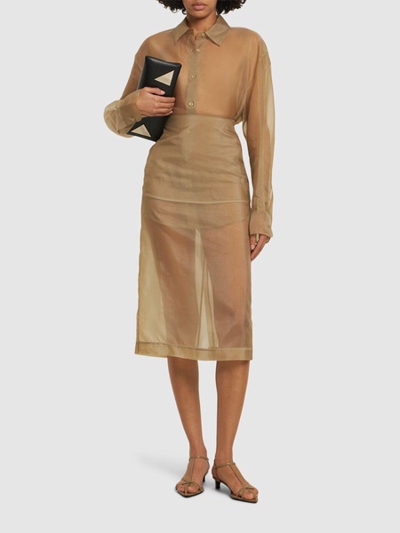 Peri sheer silk blend midi skirt