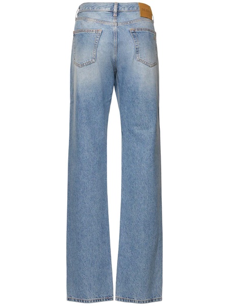 Glossy coated denim straight jeans