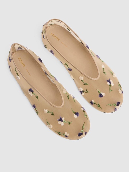 5mm Marcy embroidered mesh ballerinas