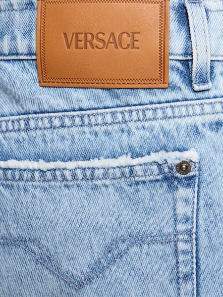 Stonewashed denim straight jeans