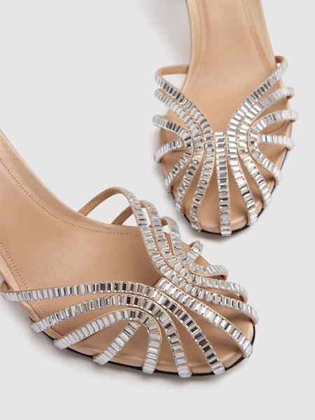 80mm Penelope satin & crystal sandals